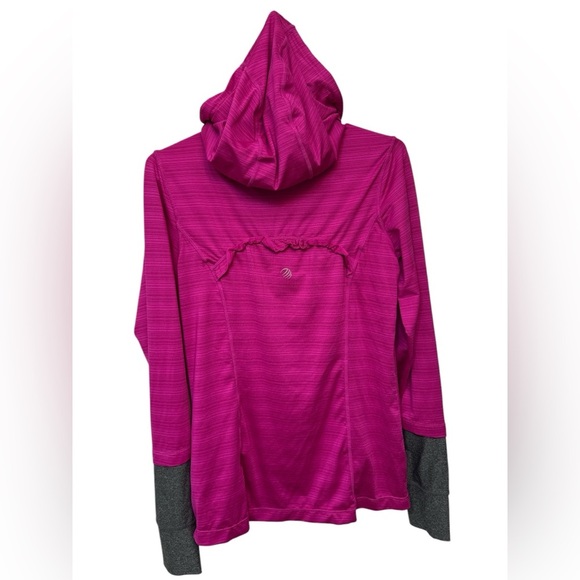 MPG Mondetta Pink Pullover Hoodie Ruffle Quarter Zip Thumb Holes - Picture 2 of 7